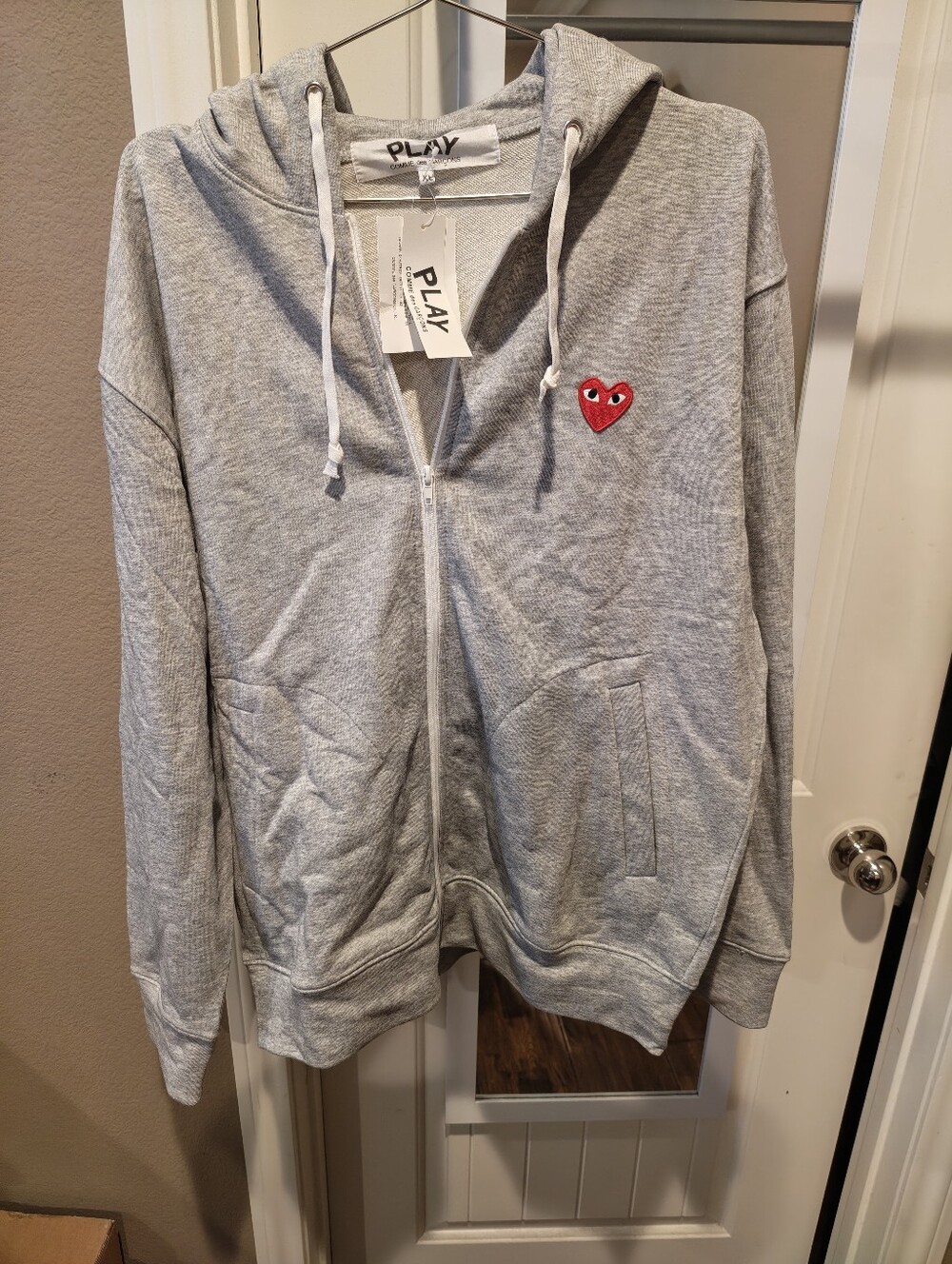 PLAY Comme des Garçons Gray Heart Full Zip Sweatshirt Jacket Size XL